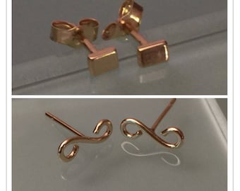 14k Stud Earrings, 14k Bar Earrings, 14k Bar Stud Earrings, 14k Gold Bar Earrings, 14k Cartilage Earrings, 14k Tiny Bar Earrings, Small Bar