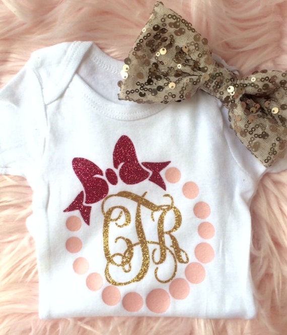 Monogram Onesie Baby Girl Onesie Monogram Onesie by