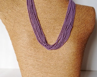 Taro color necklace, lilac necklace, purple necklace,wedding necklace,multistrand,beaded necklace, bridesmaid necklace,violet necklace