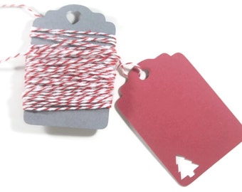 Christmas Gift Tags Set of 10 - Red Tags with Christmas Tree - Blank Christmas Tags - Red Holiday Gift Tags - Red Christmas Tree Favors