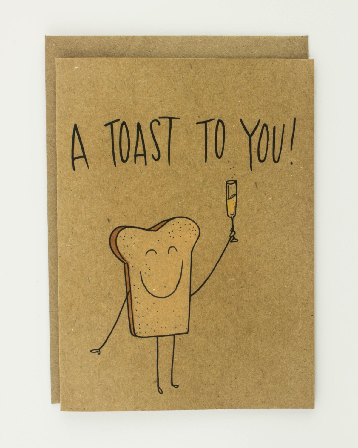 A Toast To You Punny Bread Illustrated Card Wedding Card