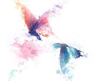 WATERCOLOR BUTTERFLY PAINTING - butterfly artwork, butterfly wall decor, butterfly wall art, butterfly art, insect art, butterfly decor
