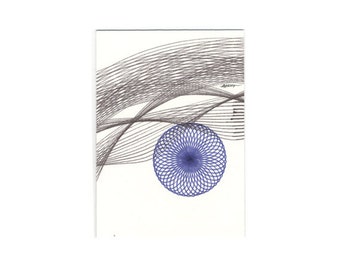 ACEO Artist Trading Card, Abstract ACEO, Original ACEO, Blue Small Art, Collectible Card, Blue Tiny Art Original Dollhouse Art Miniature Art
