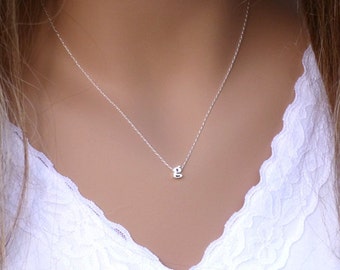 100% Sterling Silver Initial necklace, Silver Initial necklace, Silver Lowercase Initial Necklace, Letter Necklace , Silver Letter Necklace