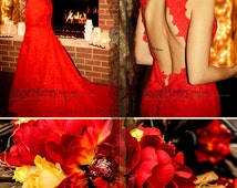 Red wedding dress etsy