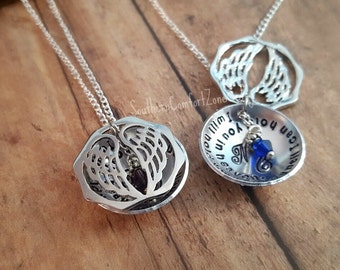 Remembrance Locket Necklace Jewelry - Loss of a Loved One - Mom Dad Husband Child Grandma Papa Personalized Hand Stamped Sympathy