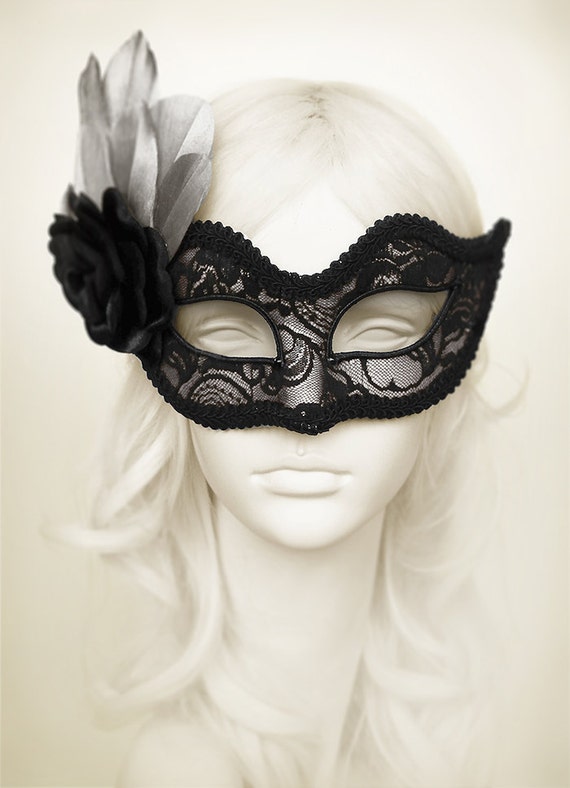 Silver And Black Lace Masquerade Mask Silver Mask