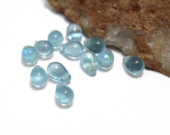 Aqua Teardrop Briolettes Top Side Drilled 6x10mm 10 pcs