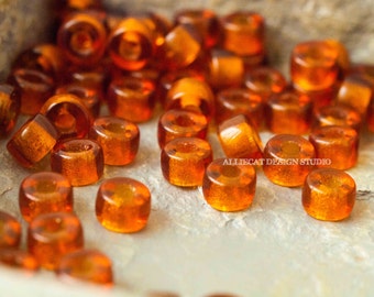 20 Madeira Topaz 6mm Pony Czech Glass Beads (A374)