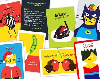 6 funny Christmas cards multipack