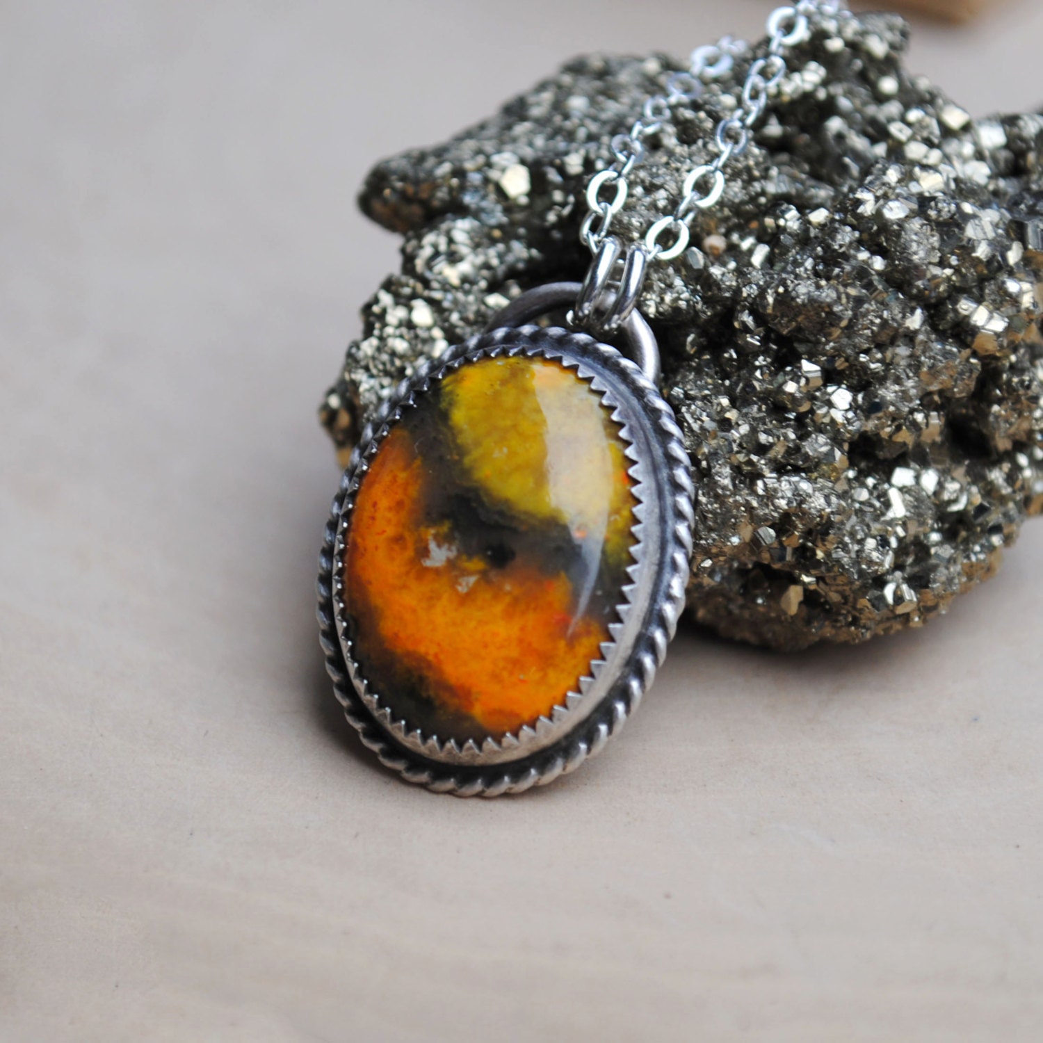 Bumble Bee Jasper Necklace Sterling Silver Bumble Bee Jasper