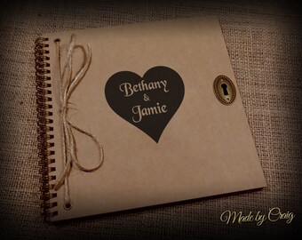 Personalised Couples Scrapbook/Photo Album, Honeymoon, Anniversary, Engagement, Wedding, Gift/Present, Custom Printed, Brown Kraft
