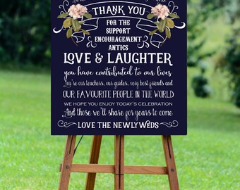 thank you wedding sign, navy thank you sign, thank you sign, navy wedding sign, printable wedding sign, digital wedding sign, 16 x 20