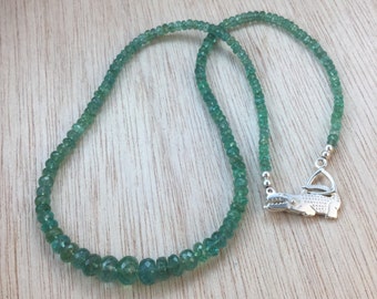 Emerald Necklace with Sterling Silver Alligator Clasp - AA QUALITY EMERALDS - Gift for Wife or Girlfriend - May Birthstone - May Birthday