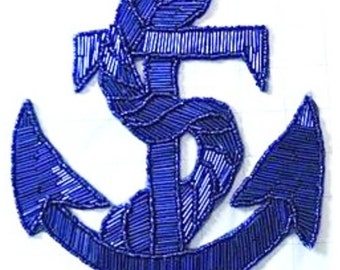 Blue Anchor Appliqué, All Beads -9" JJ620RoyalL-B362, 5" JJ620sRoyal-1649