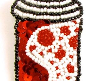 Soda Pop Drink Applique, Sequin Beaded, 4" x 2" -33149