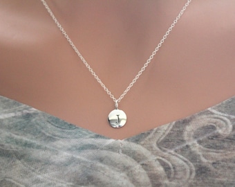 Sterling Silver Simple J Initial Necklace, Silver Stamped J Necklace, Stamped J Initial Necklace, Small J Initial Necklace, J Initial Charm