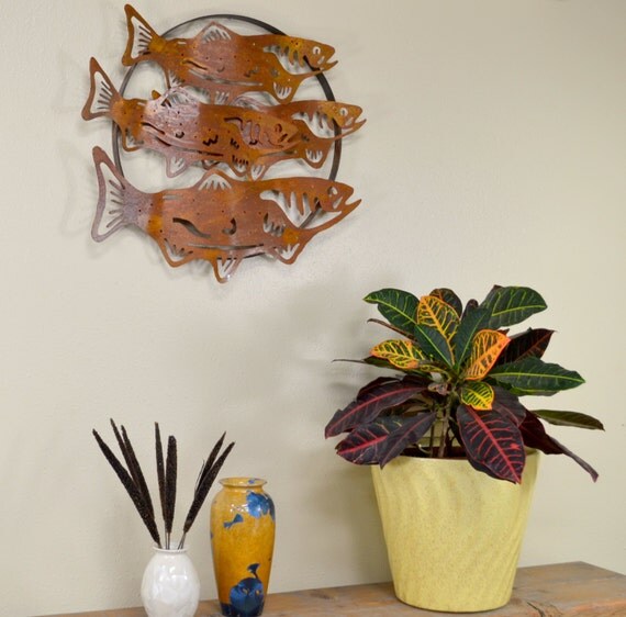 Salmon Run Metal Wall Sculpture Metal Wall Art Sculpture