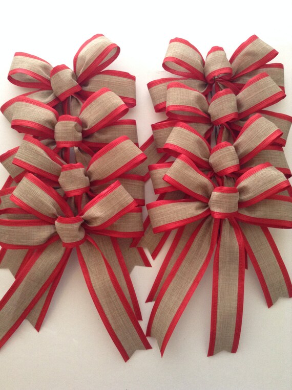 Red and Burlap Christmas Bows / Christmas Tree by CraftsbyBeba
