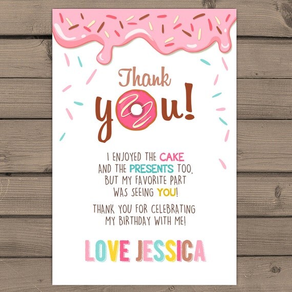 Donut Thank you card Donut Birthday Party Thank you card