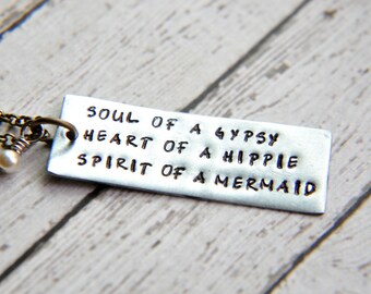 Gypsy Necklace - Sister Necklace - Hippie Necklace - Gift for Best Friend - Mermaid Necklace - Hand Stamped Necklace - Gift for Her