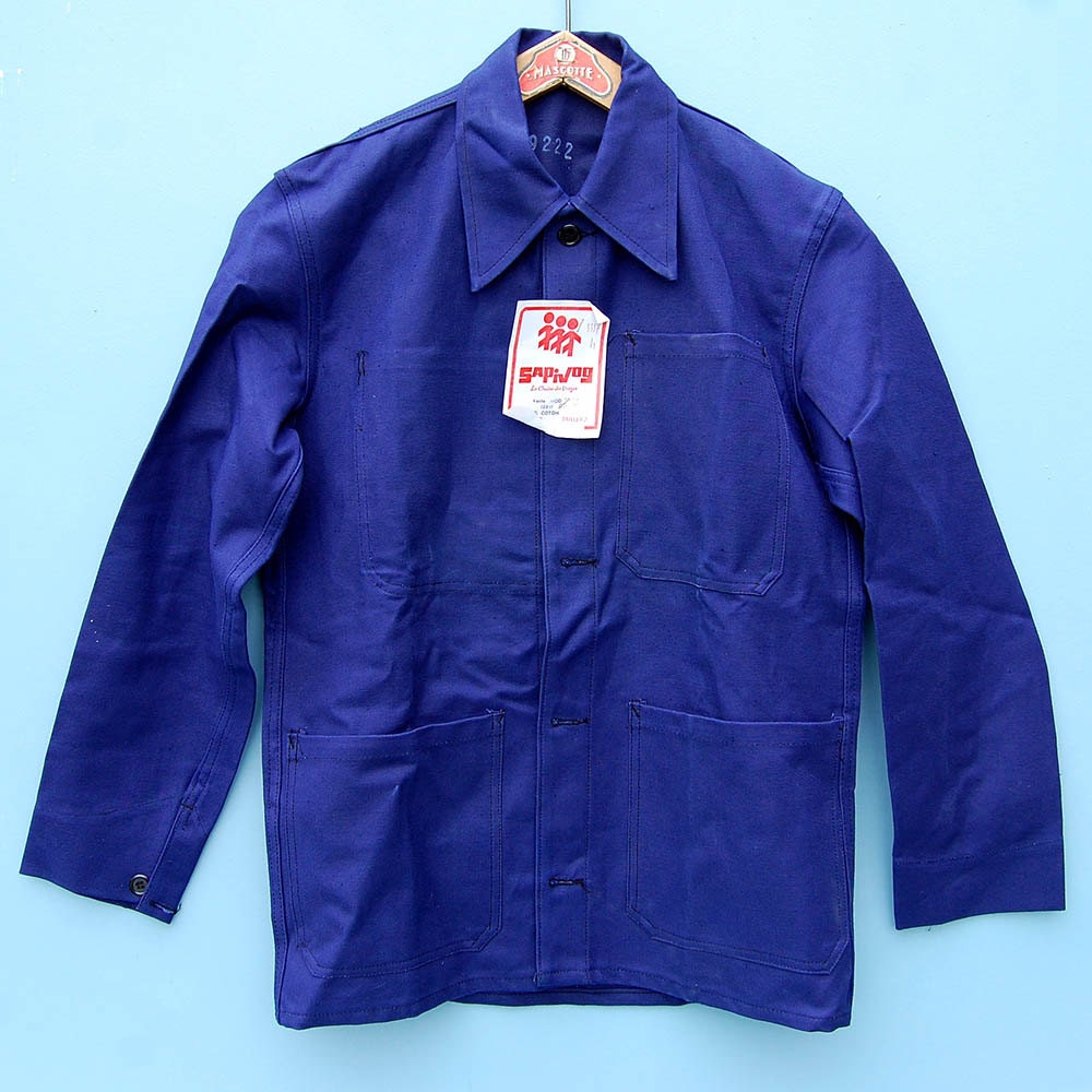 Vintage French chore jacket Bleu de travailDeadstock blue