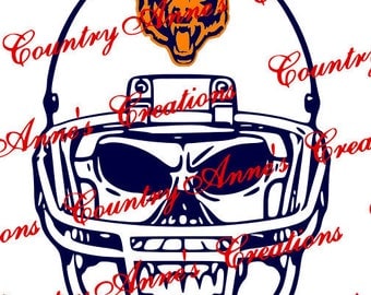 SVG PNG DXF Cut file for Silhouette, Cricut, Pazzles, ScanNCut -"Skull with Helmet Bears" svg- can do any team and all file formats