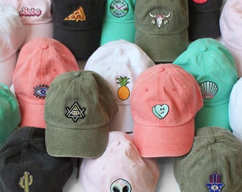 Baseball Hat with Embroidered Patch - Your Choice of Patch & Cap Color! Dad Hat - Wildflower + Co.