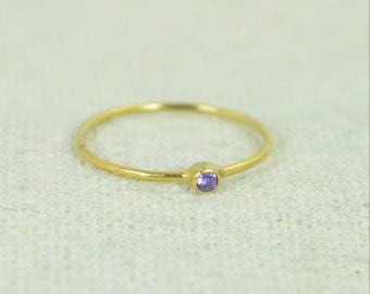 Tiny Amethyst Ring, Gold Filled Amethyst Stacking Ring, Amethyst Ring, Amethyst Mothers Ring, February Birthstone, Amethyst Rings