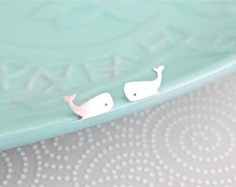 Sterling Silver Whale Earrings
