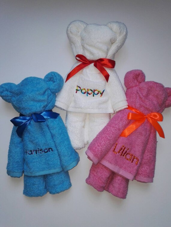 Personalised bath towel teddy bear