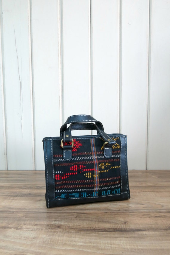 Black leather purse purse insert organizer ethnic bag by DeMamora