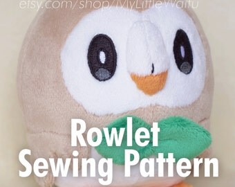 DIY Pokemon Rowlet Plush Sewing Pattern + Eye Embroidery Files