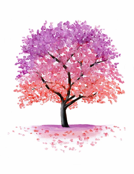 Pink Blossom Tree Painting Fine Art Print by Emily Luella