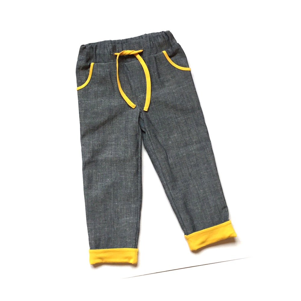 Boys denim pants yellow organic cotton jeans yellow cotton