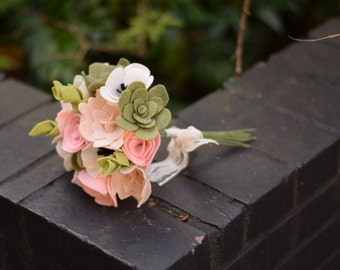 Felt Flower Bouquet - Alternative Bouquet - Bridal Keepsake Bouquet
