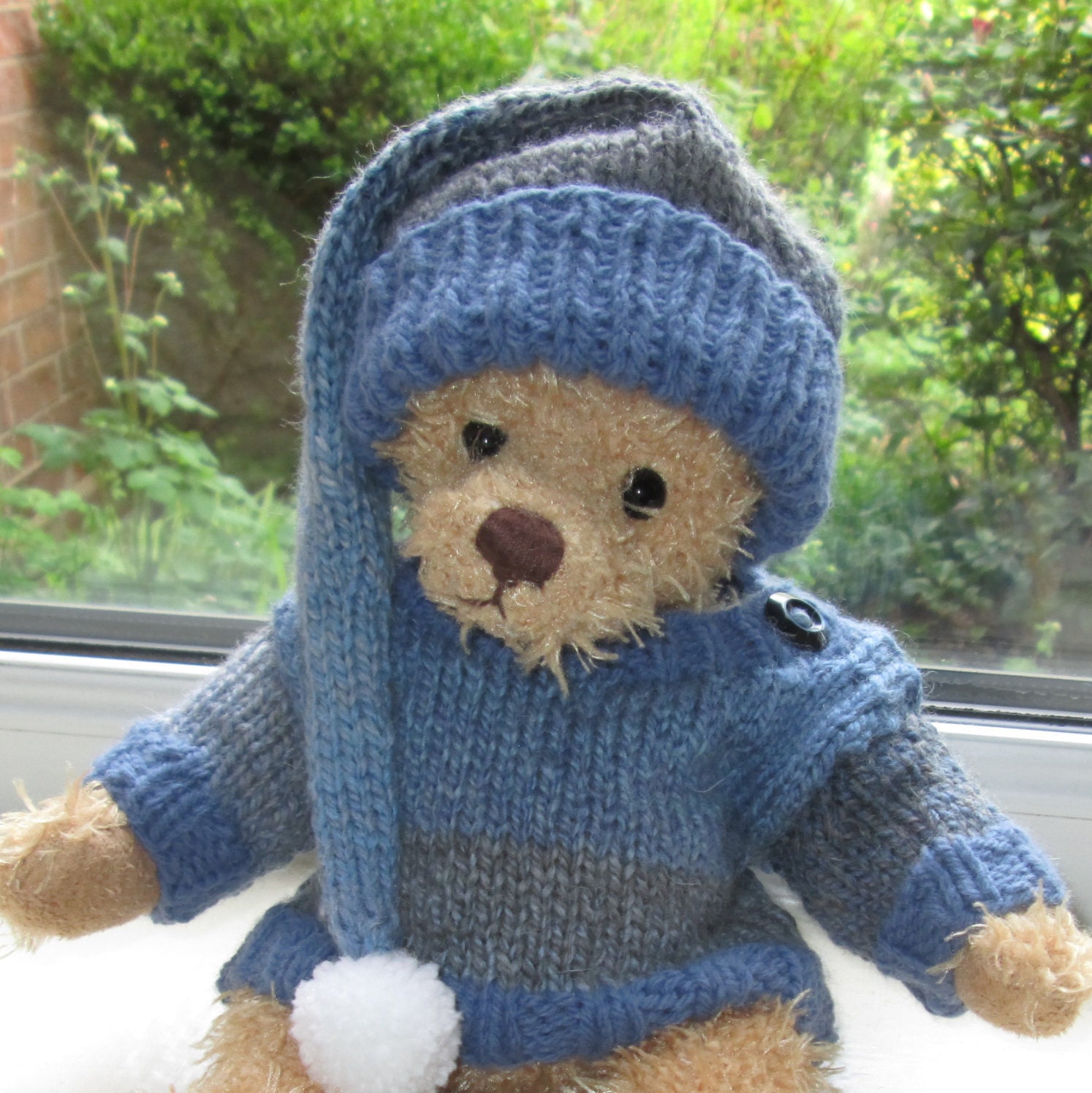 Teddy Bear Clothes Hand Knitted Blue Jumper/Sweater And