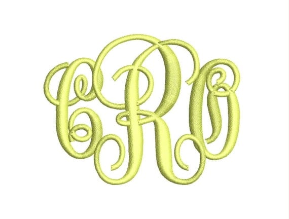 Interlocking 3 Letter Monogram Font Machine Embroidery