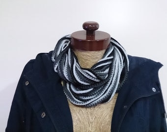 Noodle scarf, black scarf, black noodle scarf, infinity scarf, ombre scarf, black ombre scarf, black infinity scarf, bdsm outfit