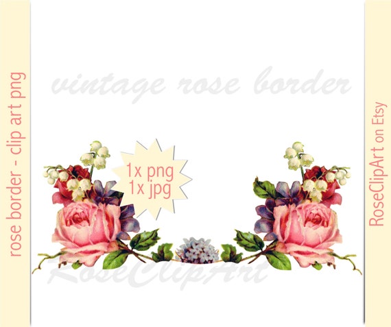 digital floral border clip art png instant download