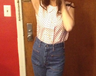 Vintage rockabilly Red and White Polka dot Shirt