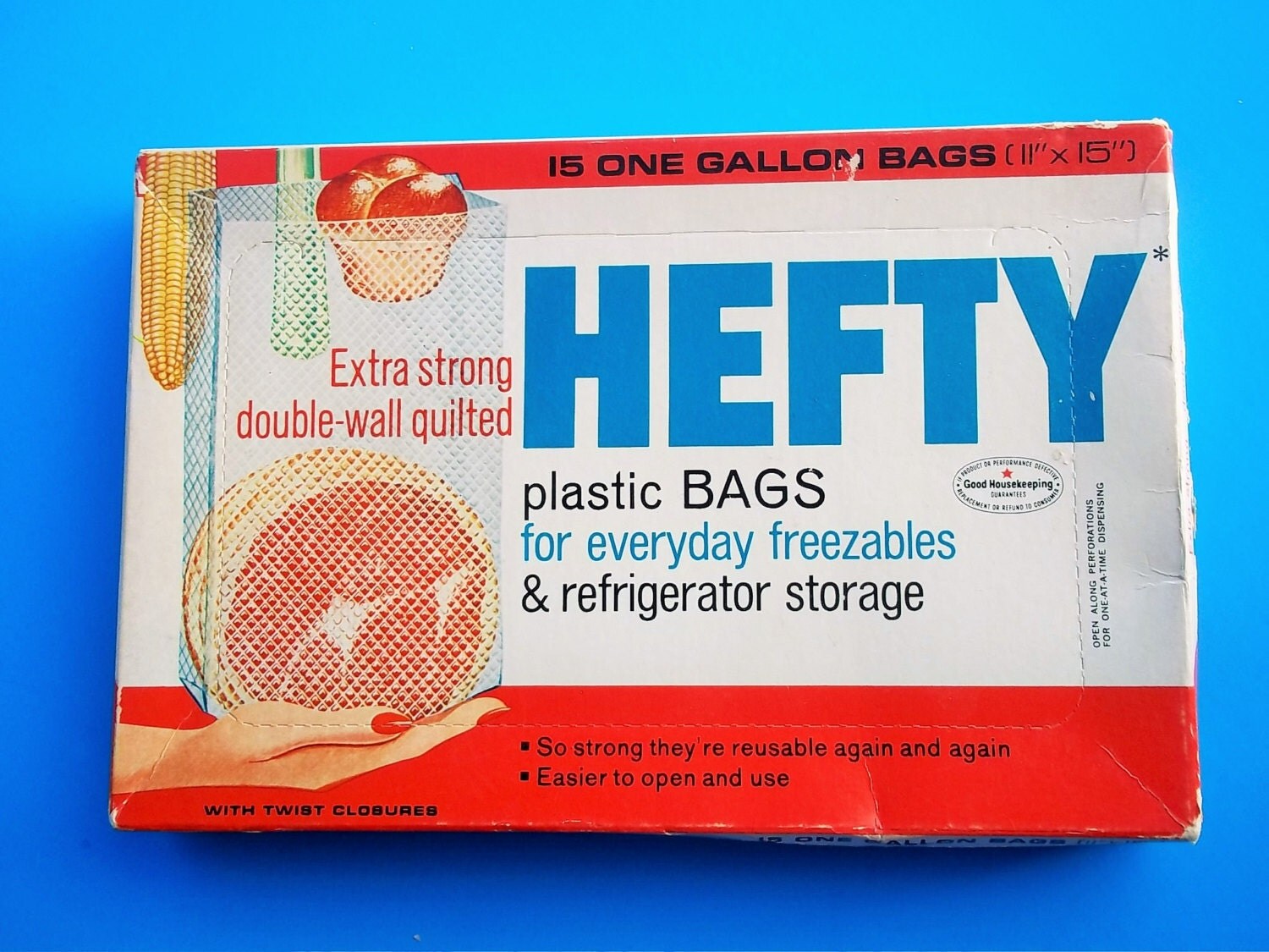 Vintage HEFTY Plastic Bags Unopened Box of 15 One Gallon Bags