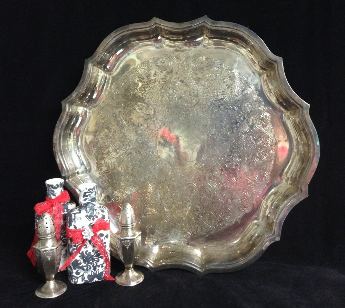 Silver Tray Serving Tray Vanity Tray Display Tray Vintage