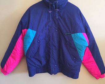 1990 Sun Ice Vintage Neon Ski Jacket. Hip Hop. Rap. Colorblock.