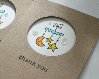 Pack of 10 - Baby Gift Thank You Cards Baby Shower Thank You Cards Baby Shower Cards Baby Thank You Cards Cute Cards Baby Shower Cards