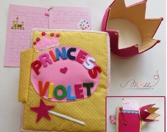 Montessori , Quiet Book, Children's book, (includes fairytale + princess crown)