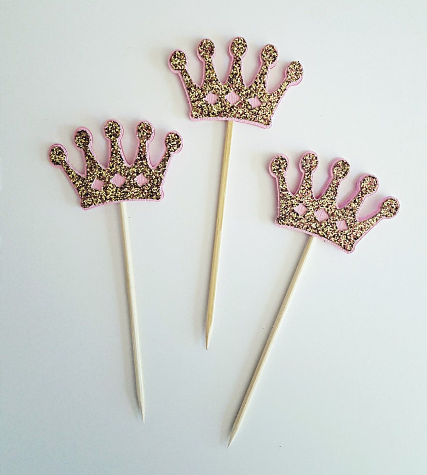 gold glitter crown cupcake toppers gold and by declanandsmith