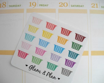 16 Laundry Basket Planner Stickers | Erin Condren Filofax Happy Planner