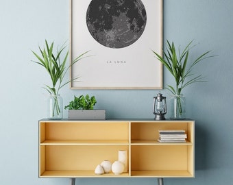 La Luna Print, Moon Poster, La Luna Wall Art, La Luna, Full Moon Print, Moon Art Print, La Luna Printable, Full Moon Printable