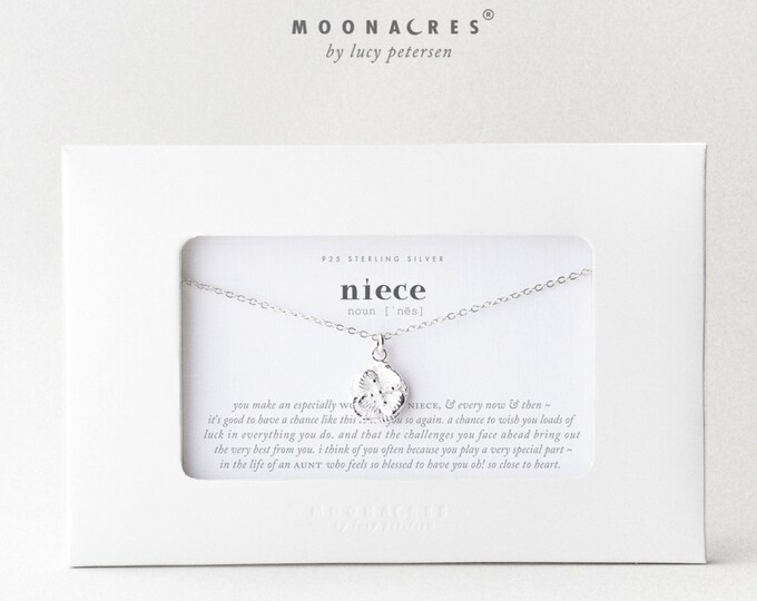 Niece | Sterling Silver Simple Flower Floral Necklace Poem Quote Message Card | Birthday Confirmation Christmas Aunt Gift for Little Girl